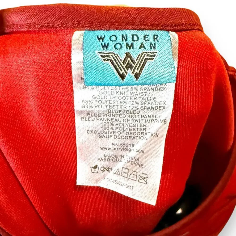 Wonder Woman Costume Girl Child’s Halloween One Piece Red Blue Gold Size L 10/12
